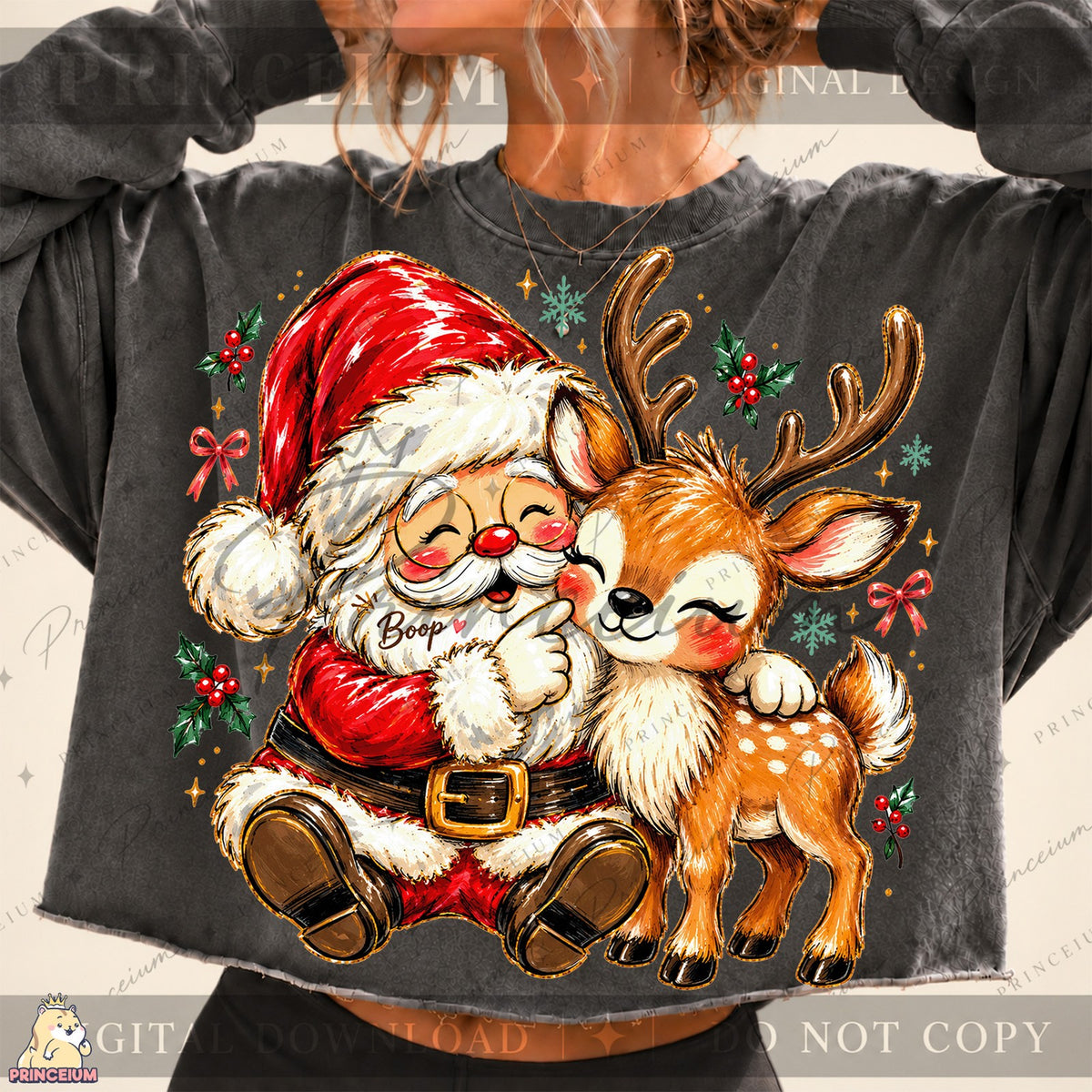 Santa Boop & Reindeer Hug