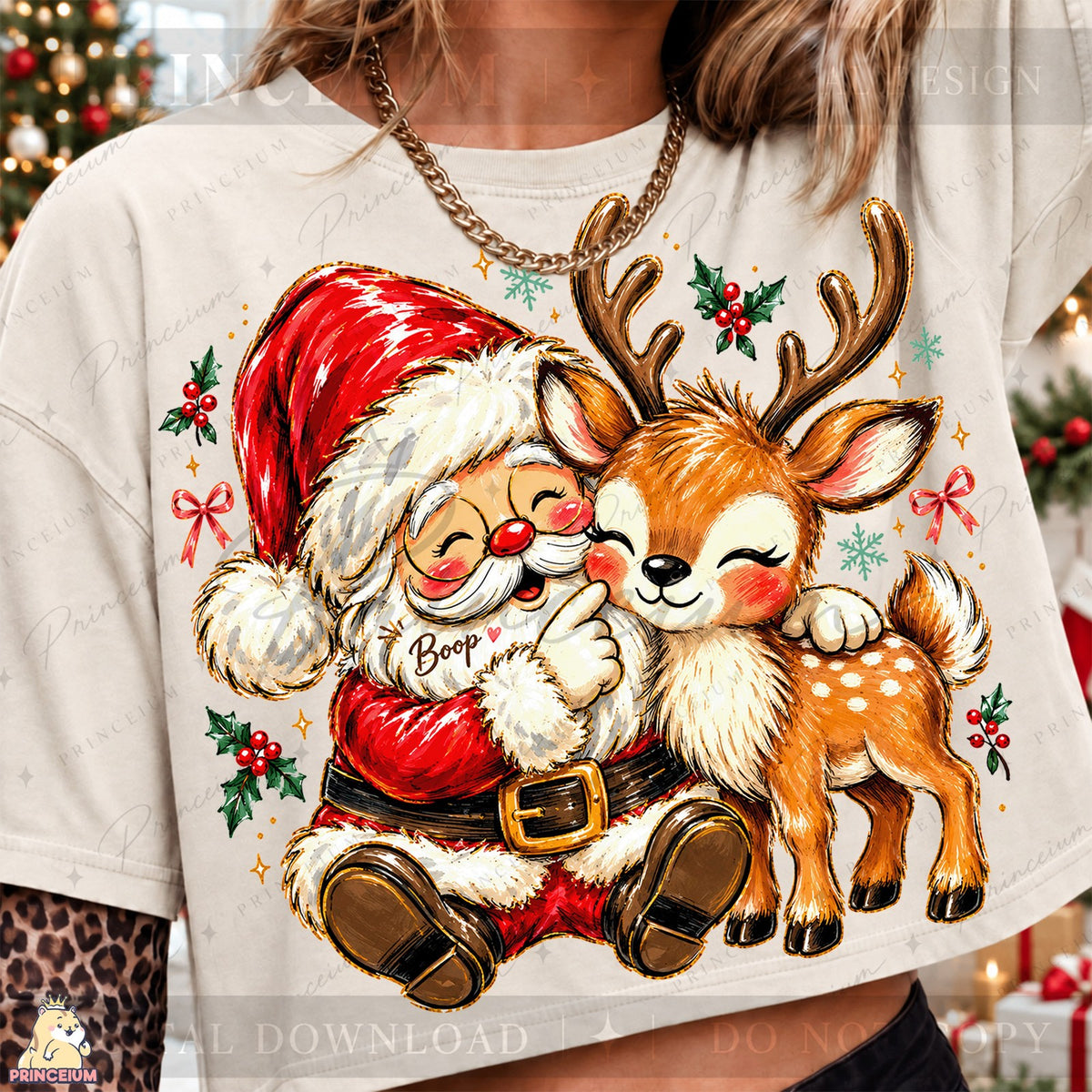 Santa Boop & Reindeer Hug