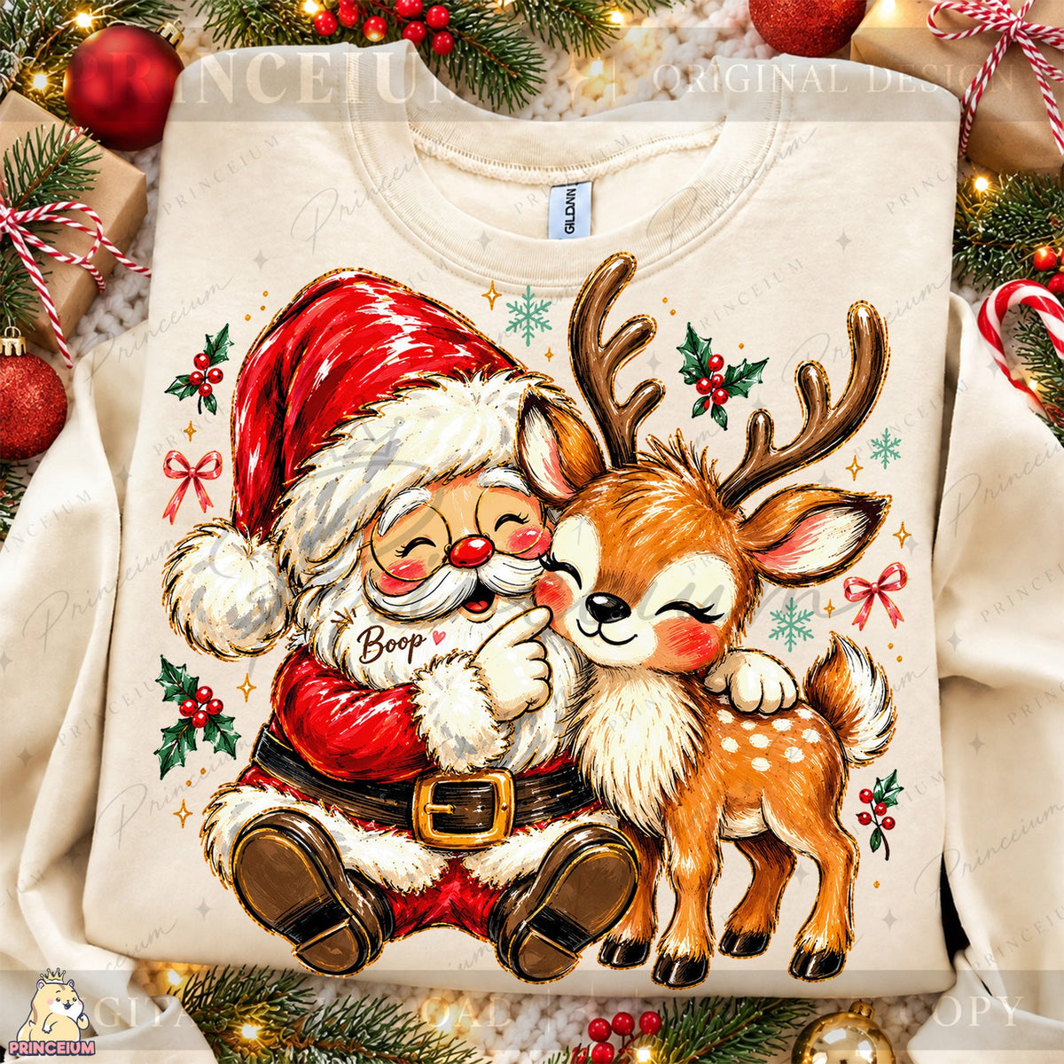 Santa Boop & Reindeer Hug