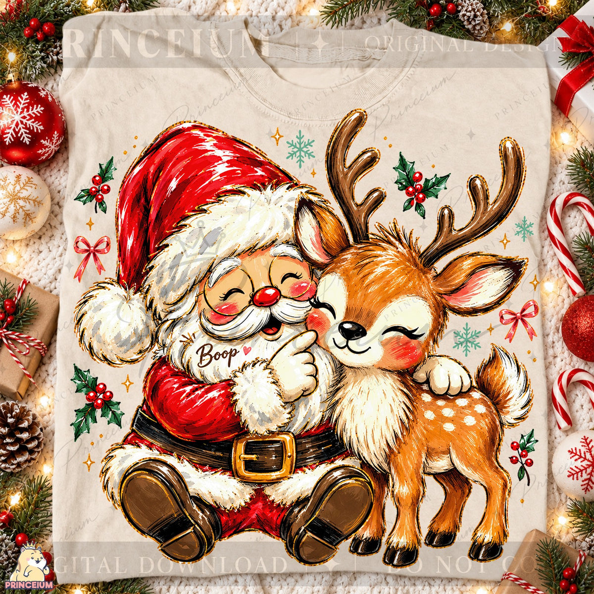 Santa Boop & Reindeer Hug