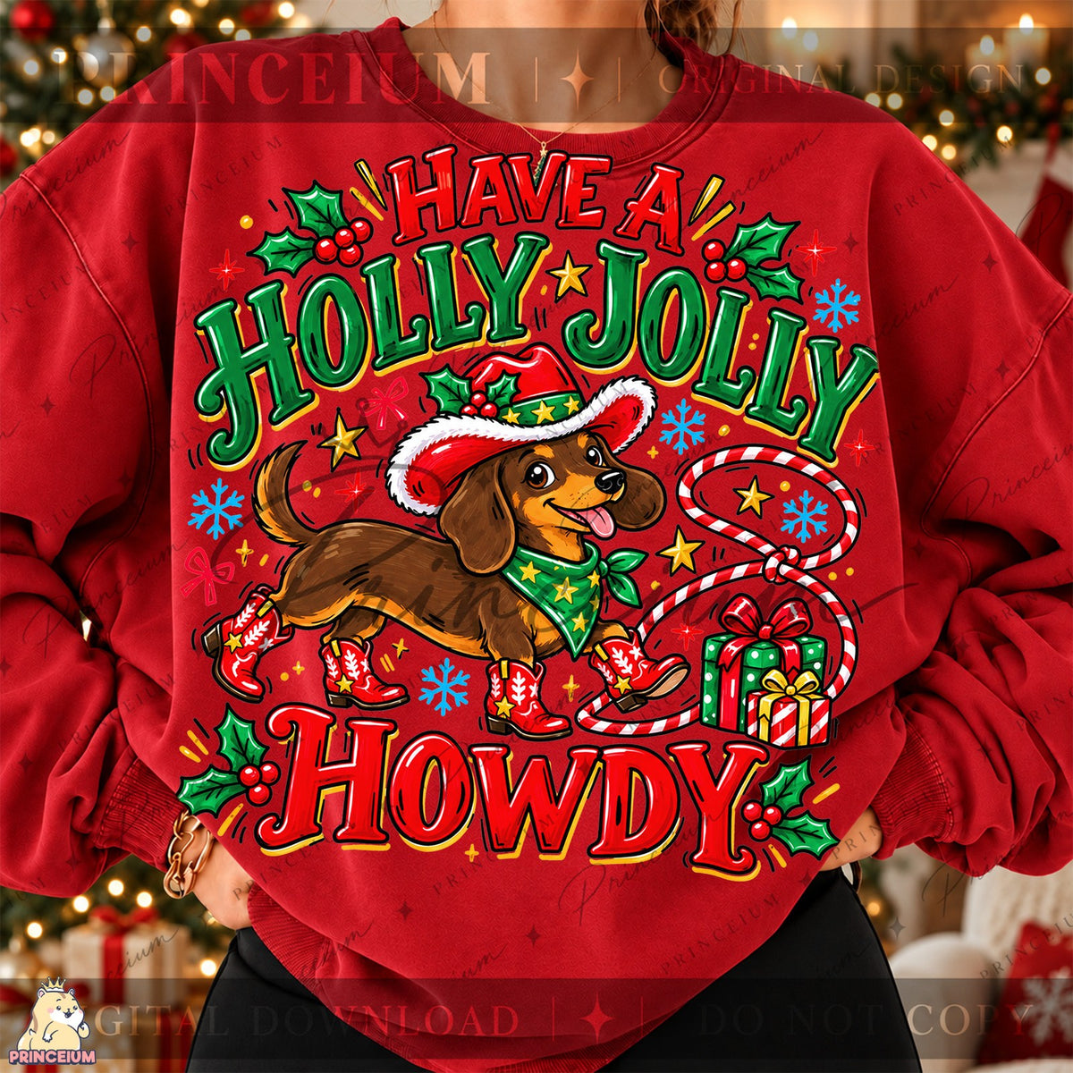 Holly Jolly Howdy Dachshund
