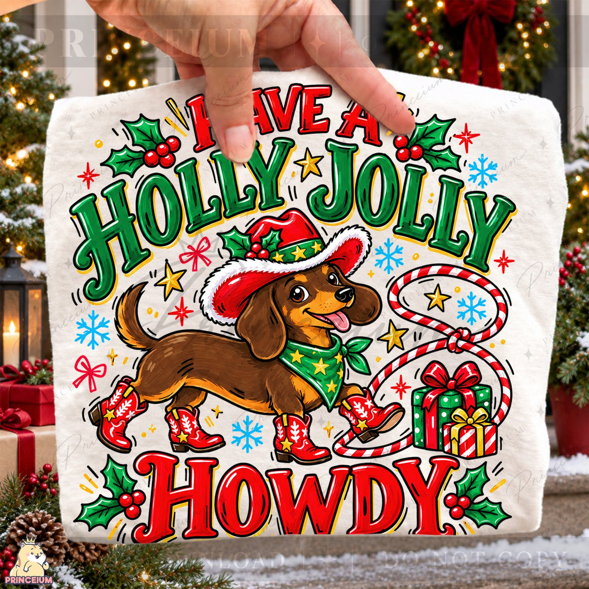 Holly Jolly Howdy Dachshund
