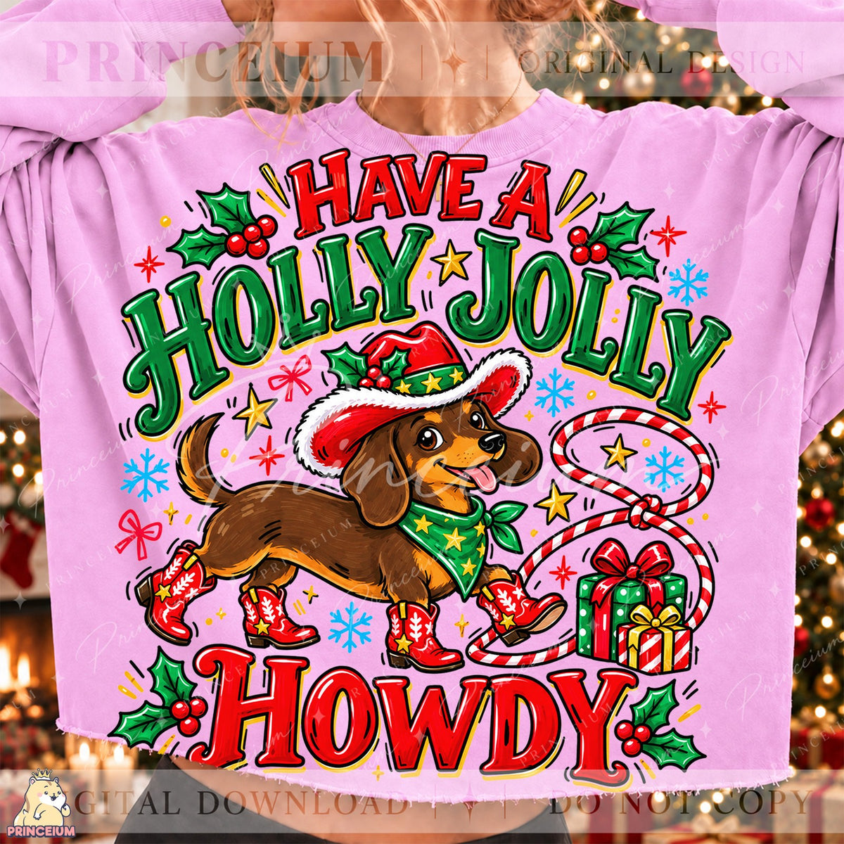 Holly Jolly Howdy Dachshund