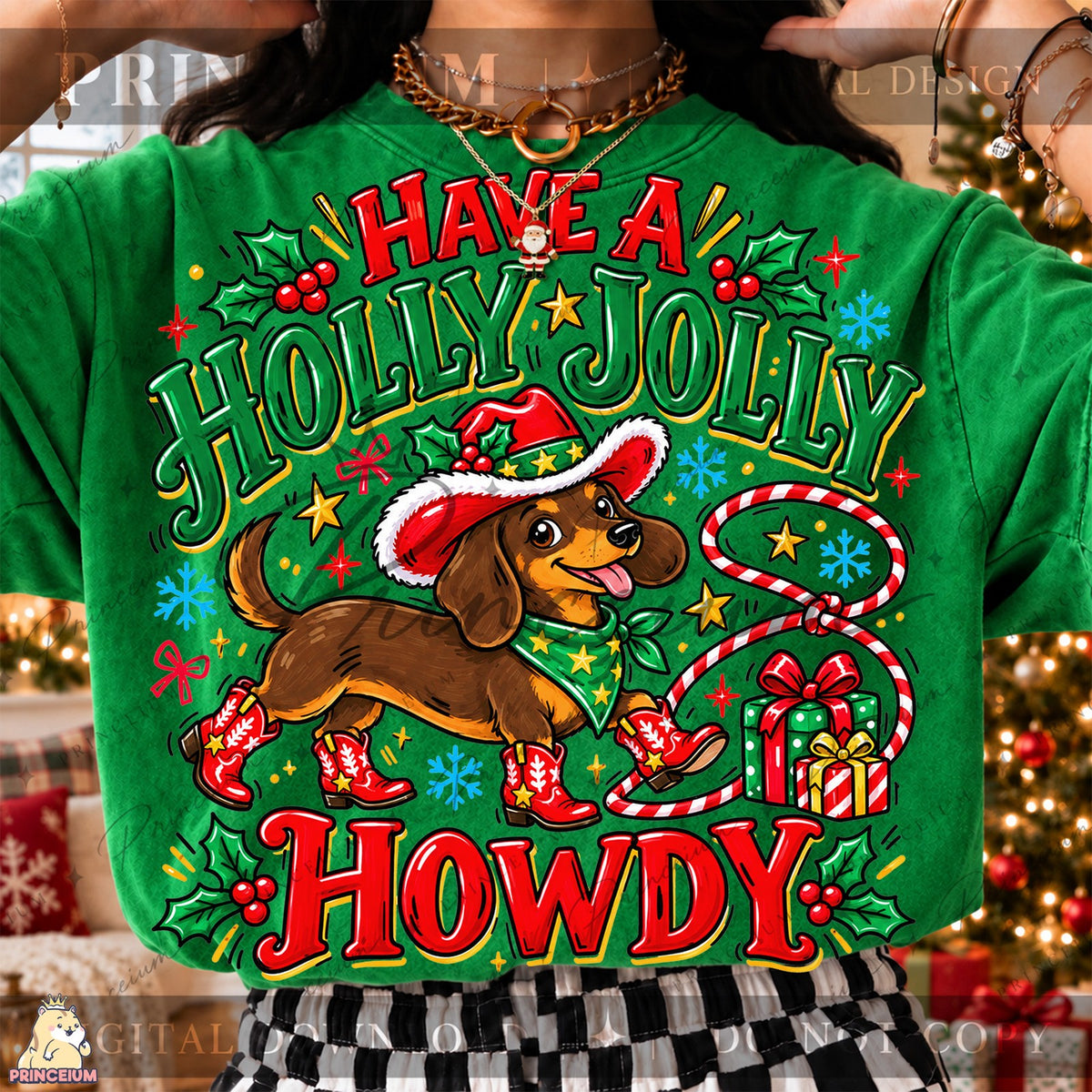 Holly Jolly Howdy Dachshund