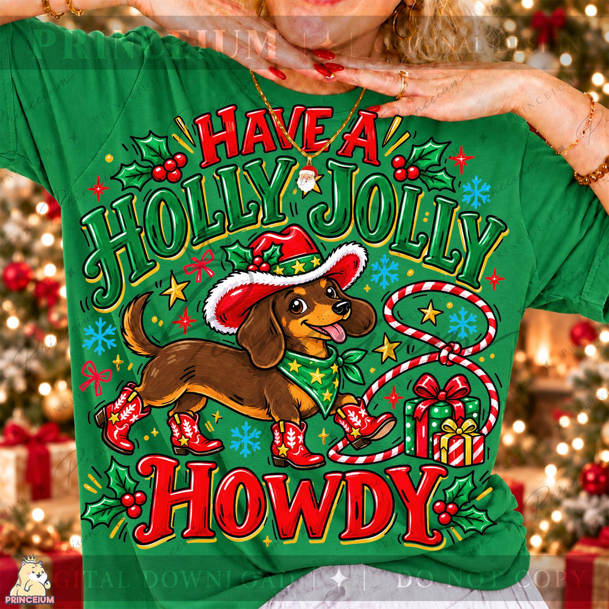 Holly Jolly Howdy Dachshund