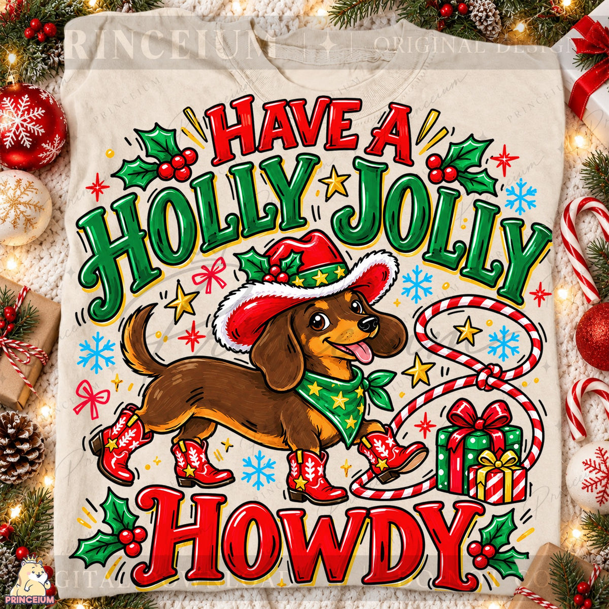 Holly Jolly Howdy Dachshund