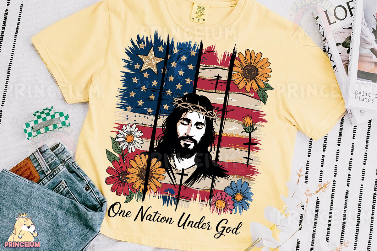 a t - shirt with a picture of jesus on it