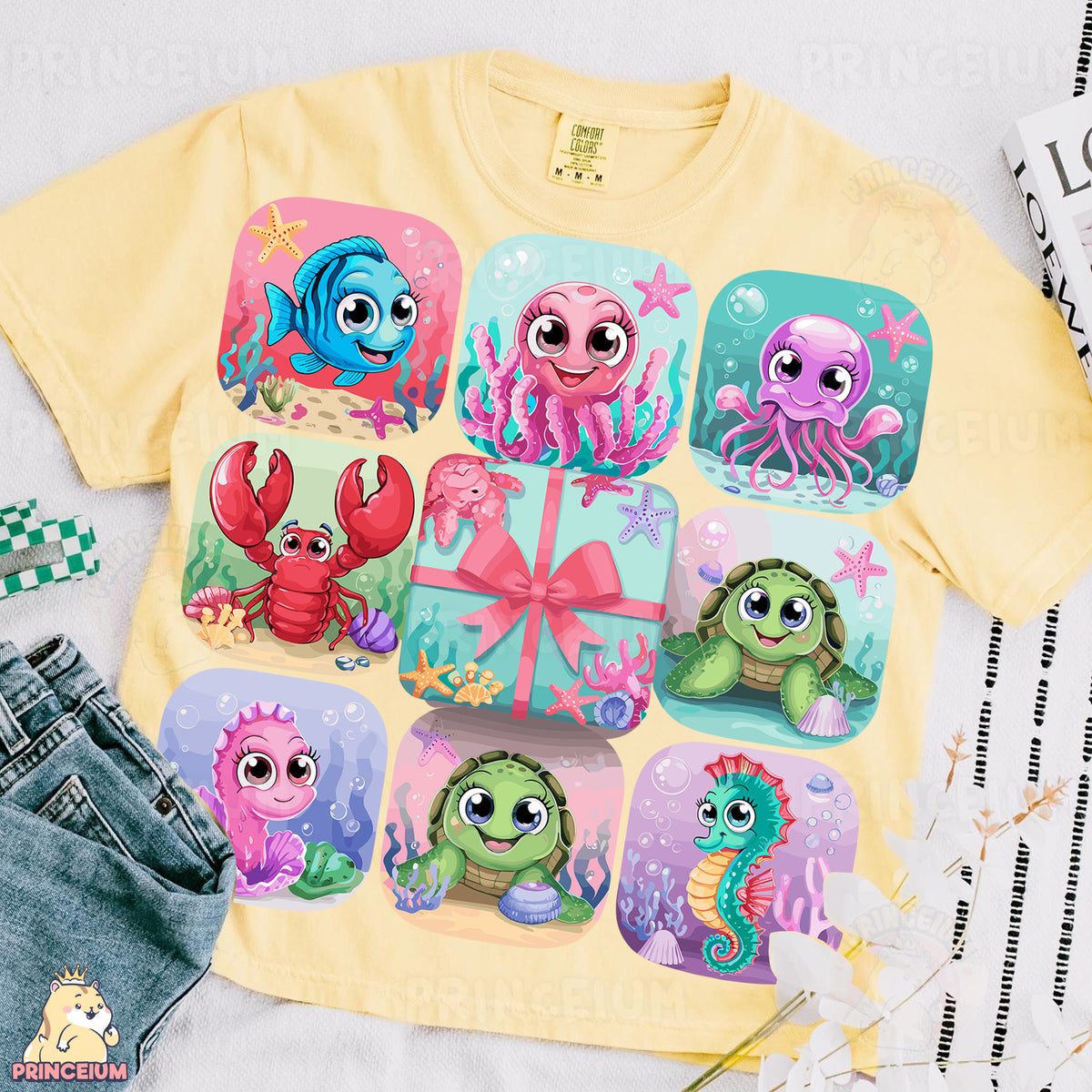 a t - shirt with a bunch of different items on it