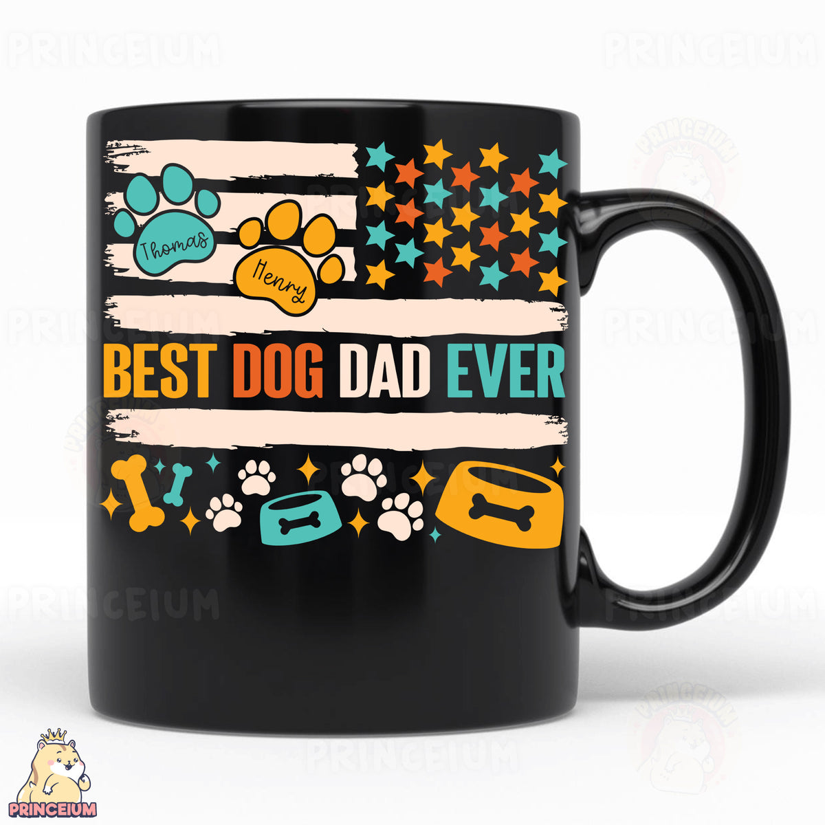 a black coffee mug with the words best dog dad ever
