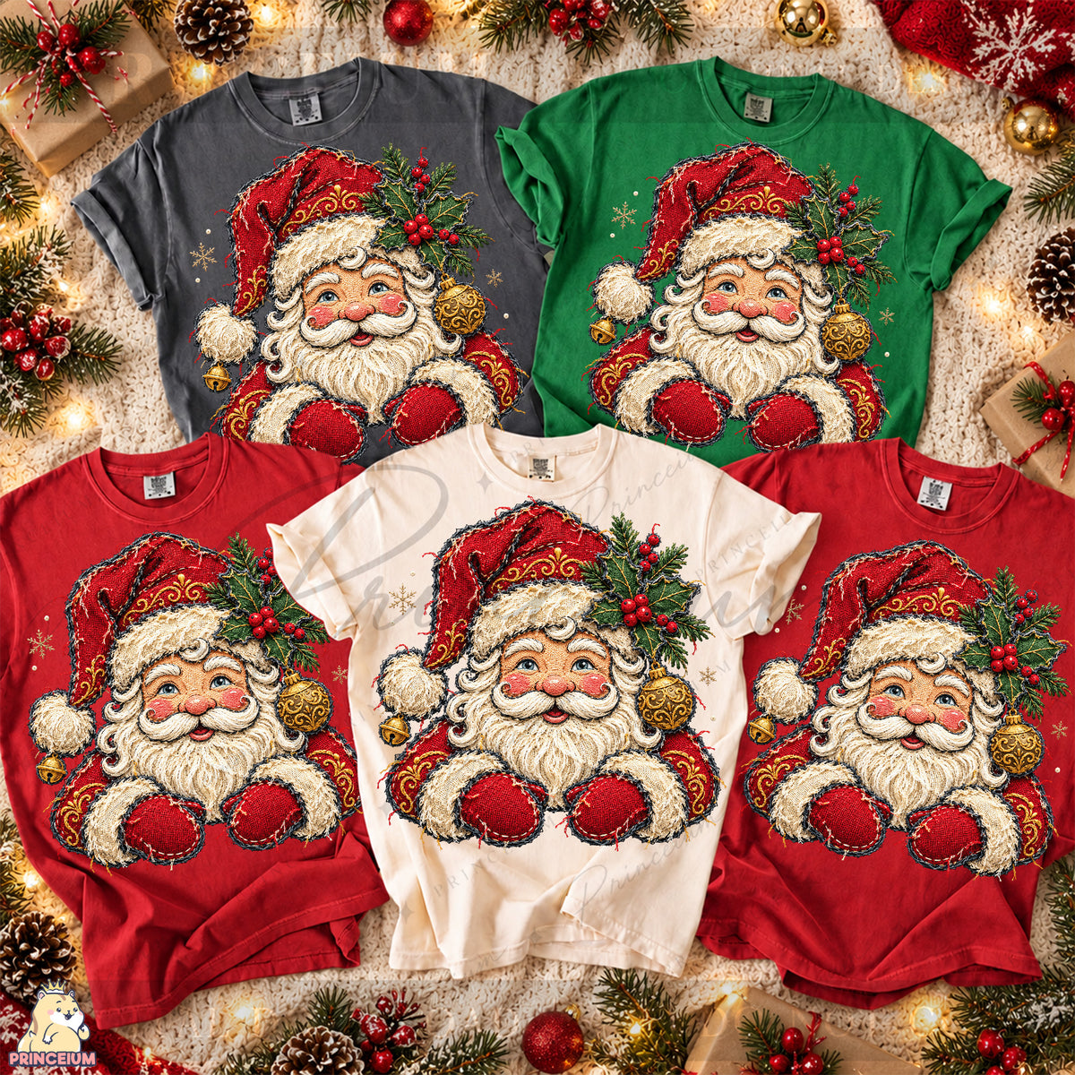 Santa Claus PNG Faux Embroidery Appliqué Christmas Design