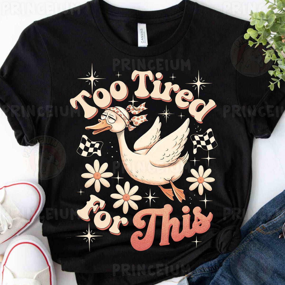 a t - shirt with a stork saying too tired for this