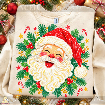 Jolly Santa Christmas PNG – Holly & Candy Cane Holiday Design | Digital Download