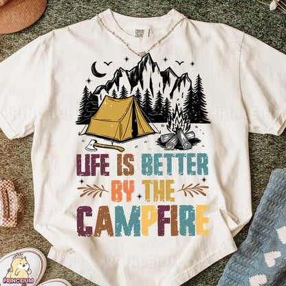 a t - shirt that says life is better by the campfire