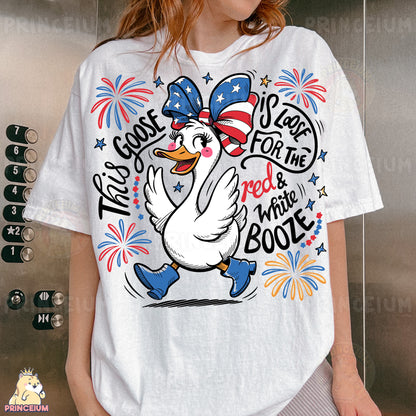 a woman wearing a white t - shirt with an image of a duck wearing a