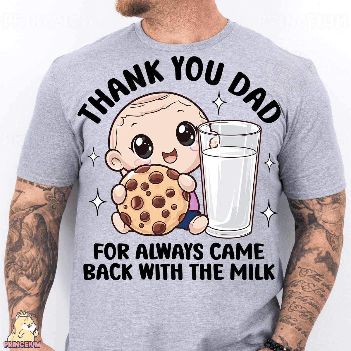 a man holding a cookie and a glass of milk
