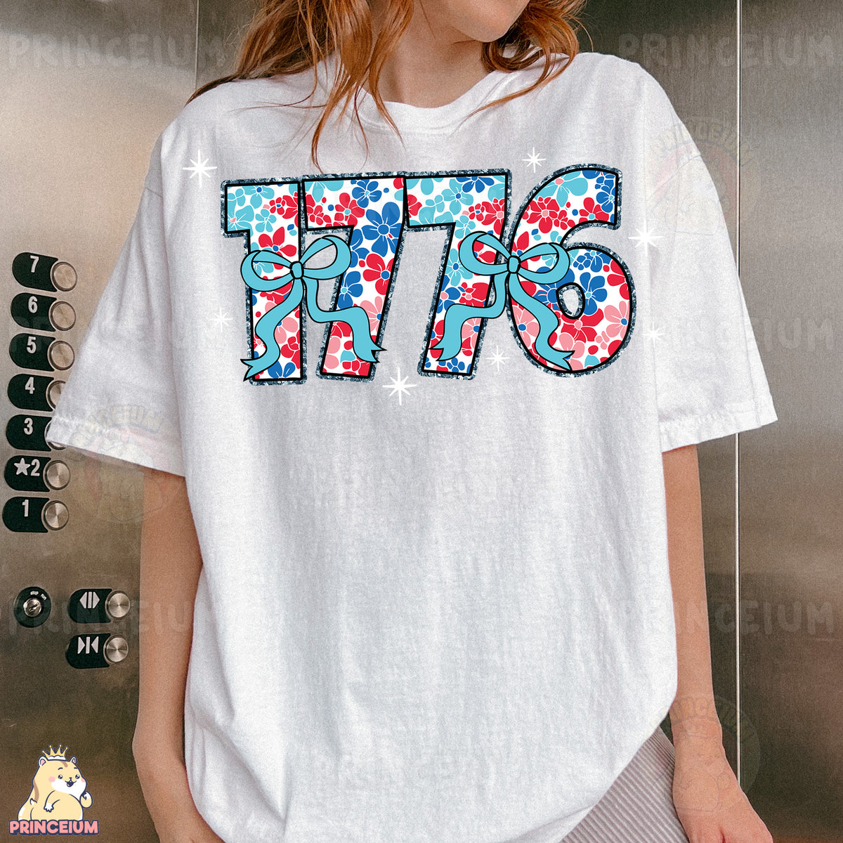 a woman standing in front of a metal wall wearing a white t - shirt with