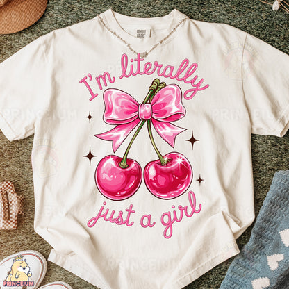 a t - shirt that says i'm literally just a girl with two cher