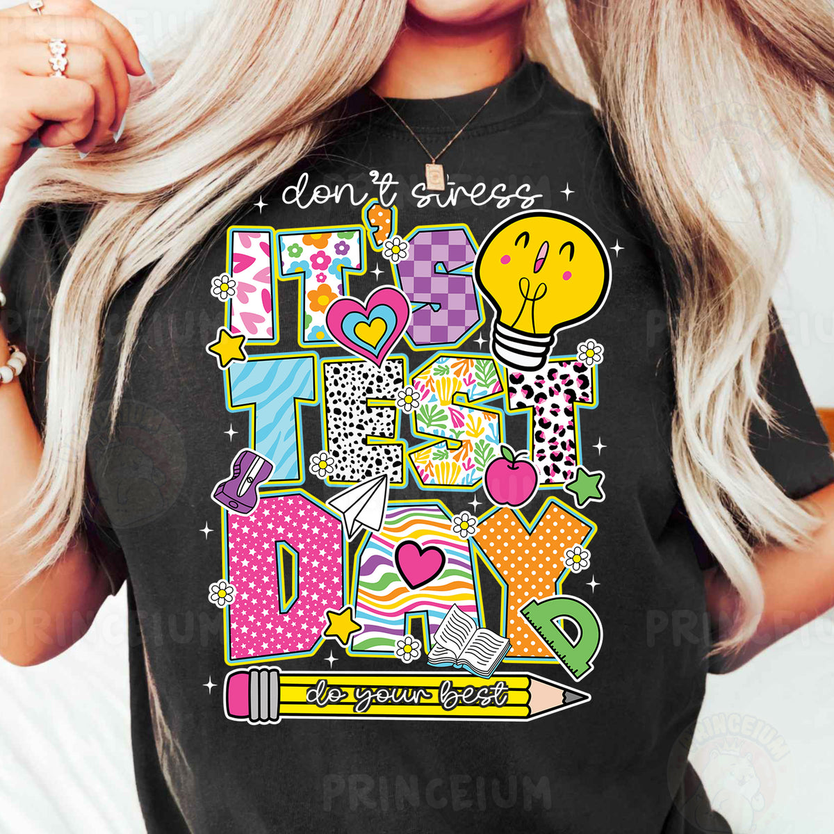 a woman wearing a black tshirt with the words don't forget it
