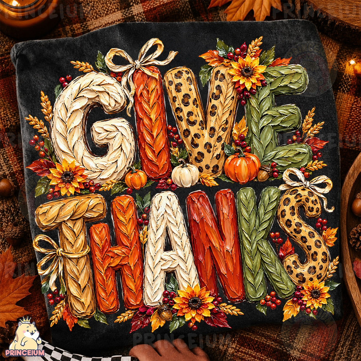 Give Thanks Autumn Lettering