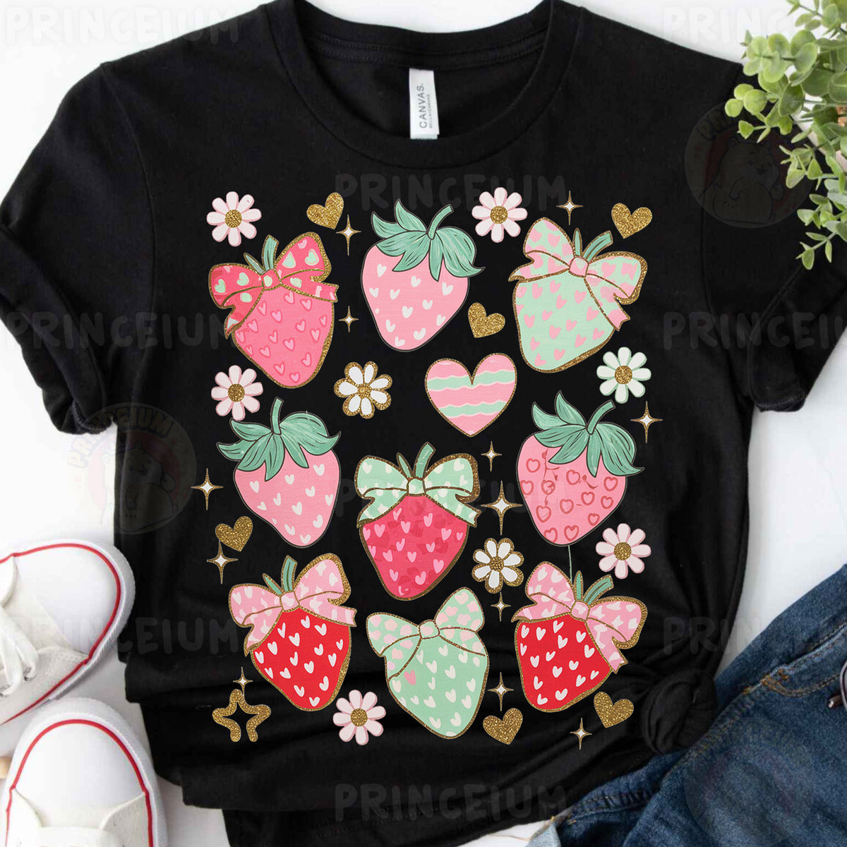 a t - shirt with a bunch of strawberries on it