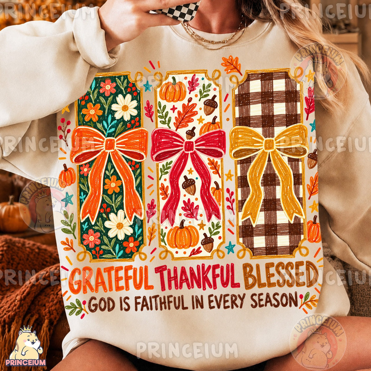 Grateful Thankful Blessed Fall Bows