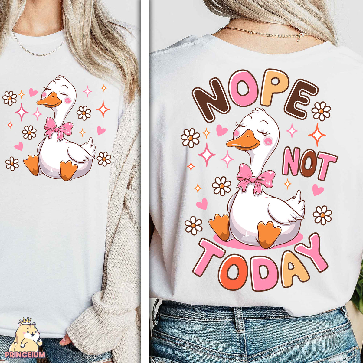 a woman wearing a t - shirt that says nope not today