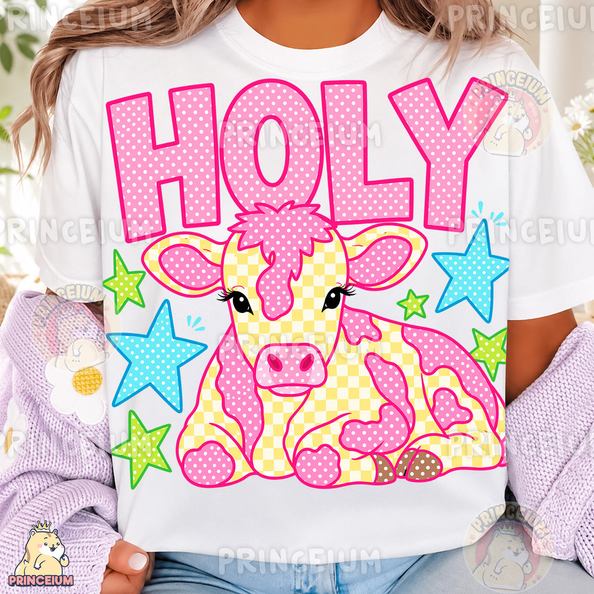 Holy Cow Sublimation Design PNG Pink Cow Digital Download NEW26