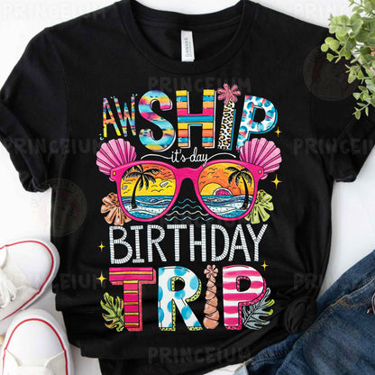 a t - shirt with the words happy birthday trip on it
