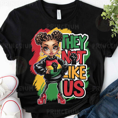 a black t - shirt with the words they not like us on it