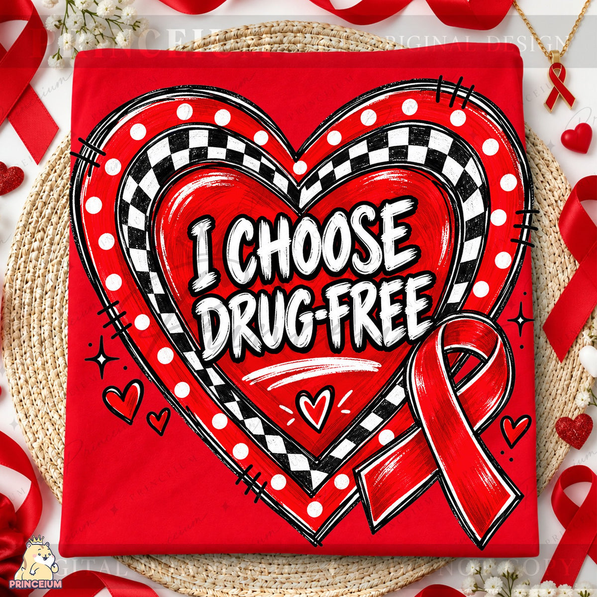 I Choose Drug-Free Heart Ribbon