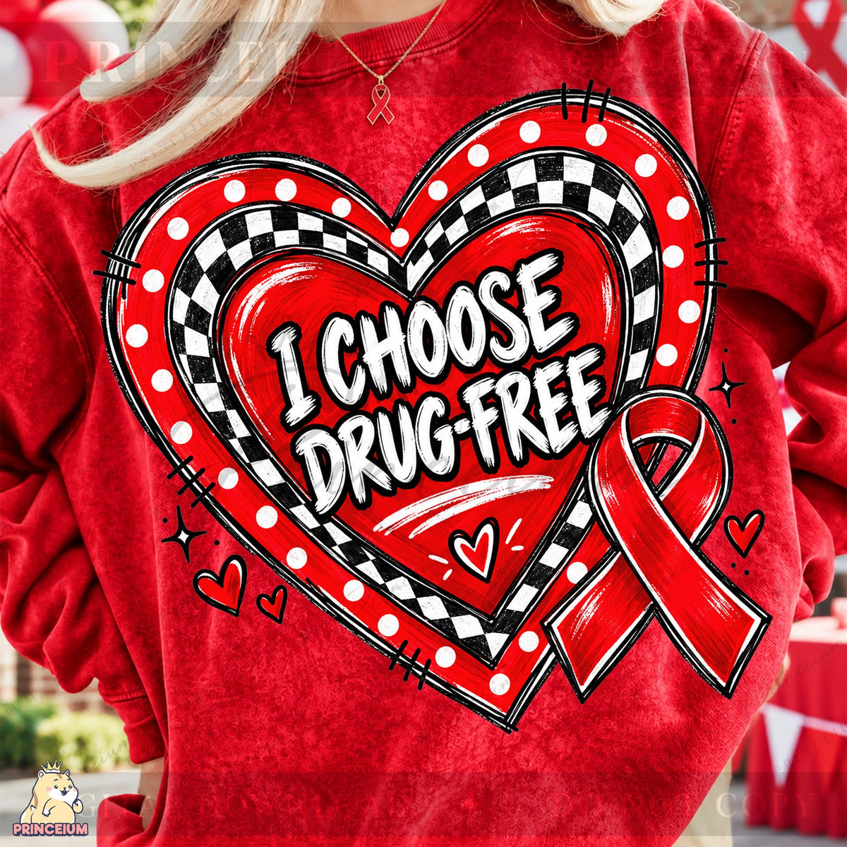 I Choose Drug-Free Heart Ribbon