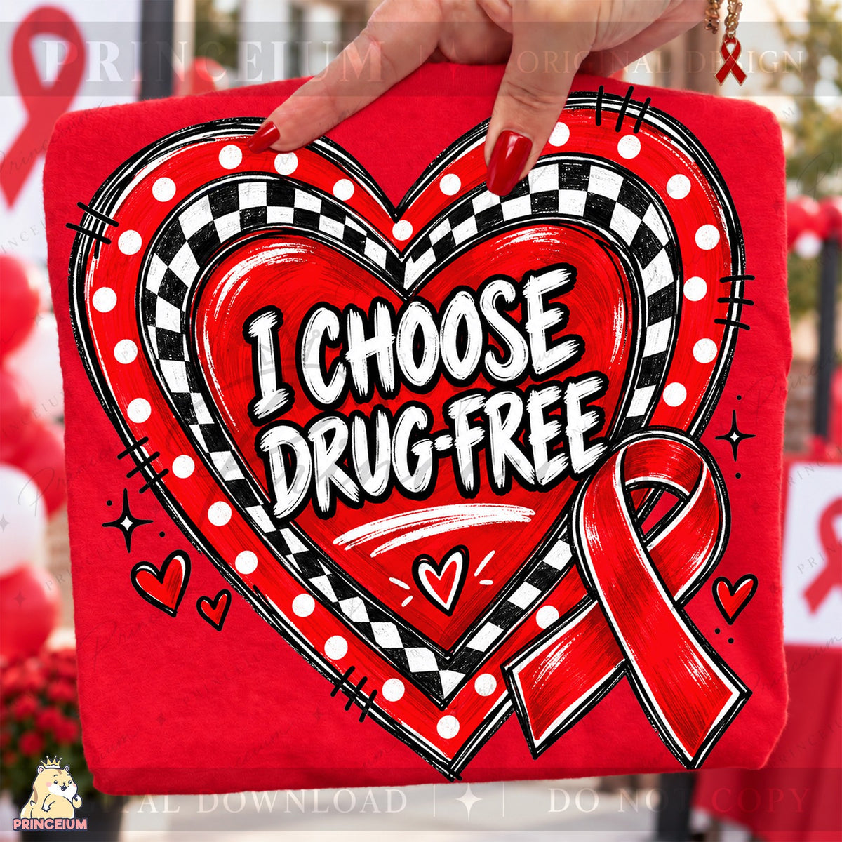 I Choose Drug-Free Heart Ribbon