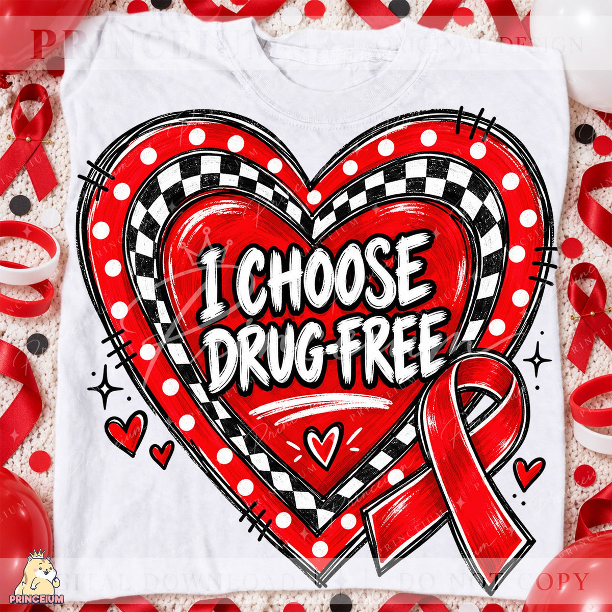 I Choose Drug-Free Heart Ribbon