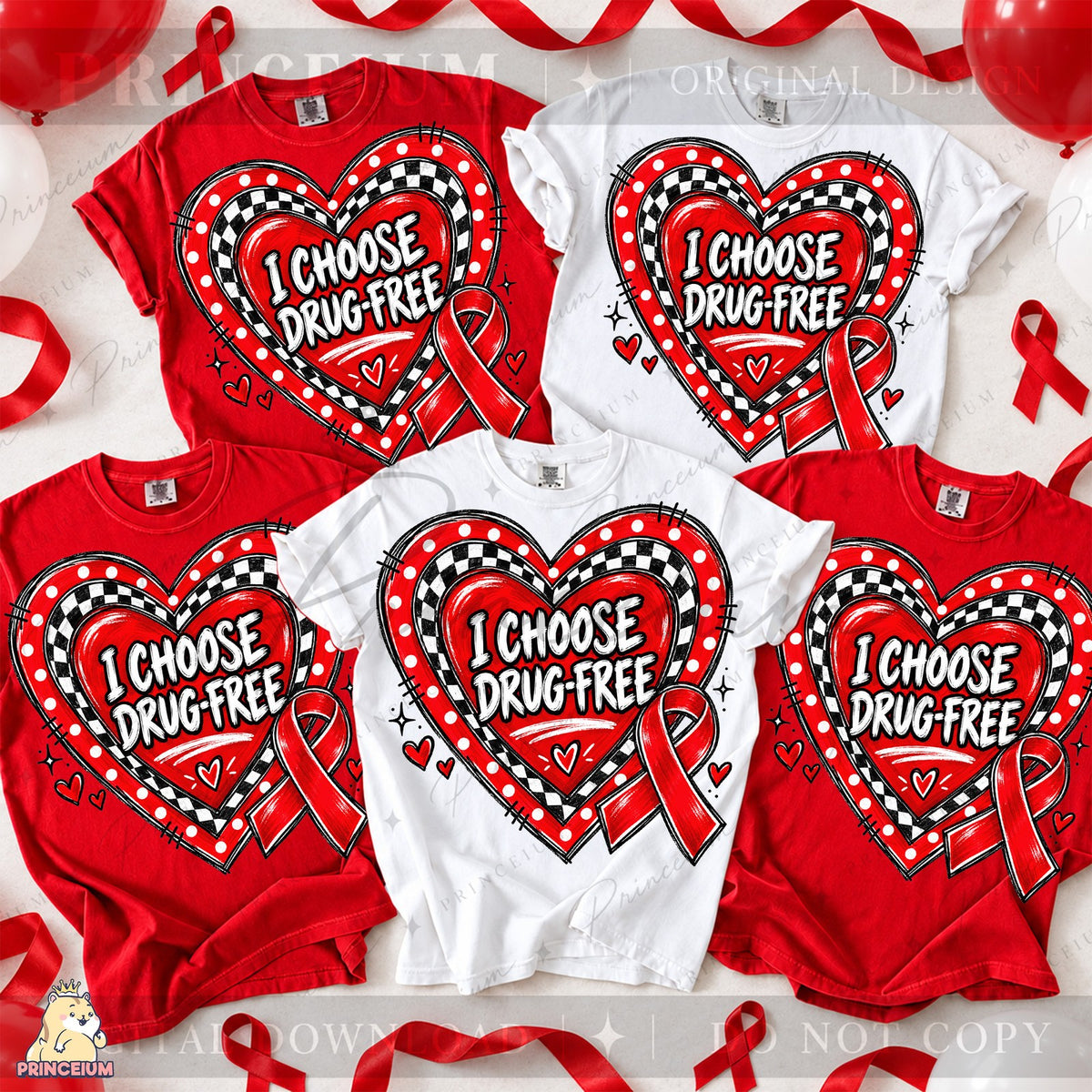 I Choose Drug-Free Heart Ribbon