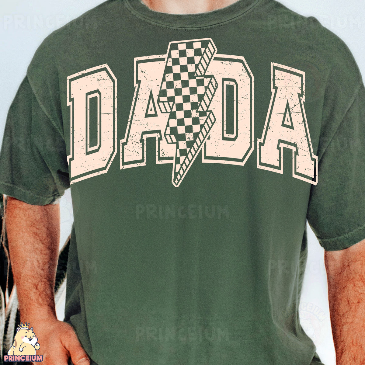 a man in a green shirt is holding a baseball bat