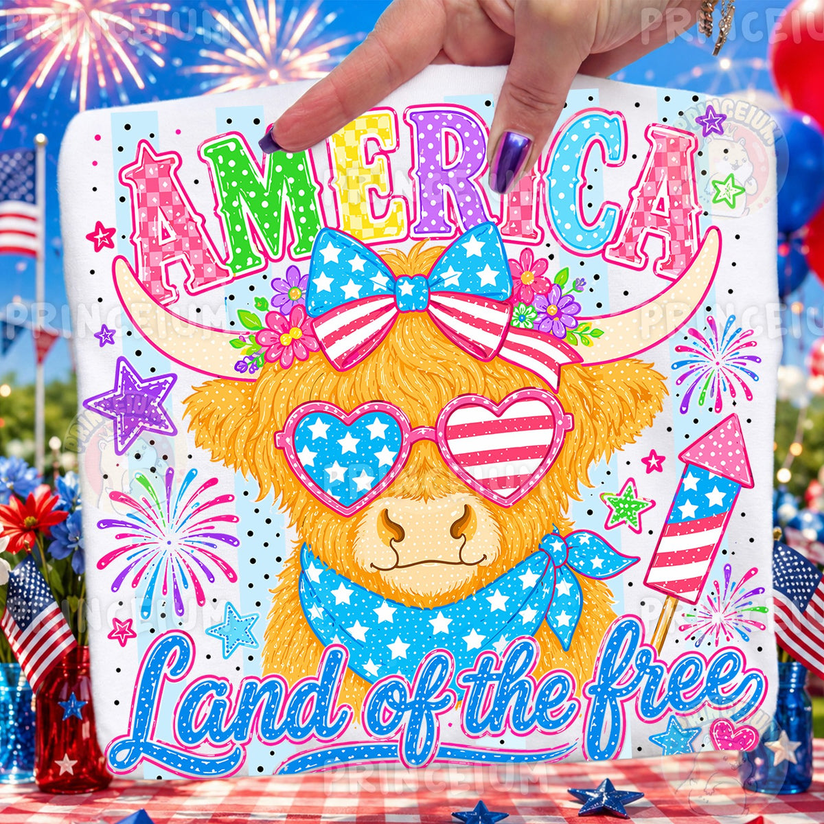 Patriotic Highland Cow