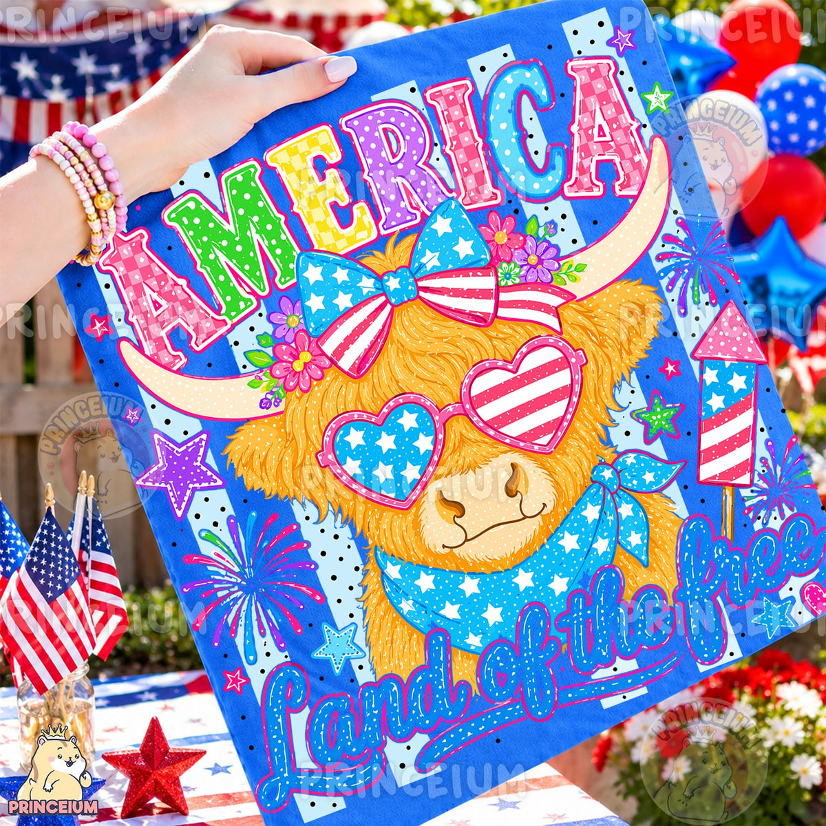 Patriotic Highland Cow