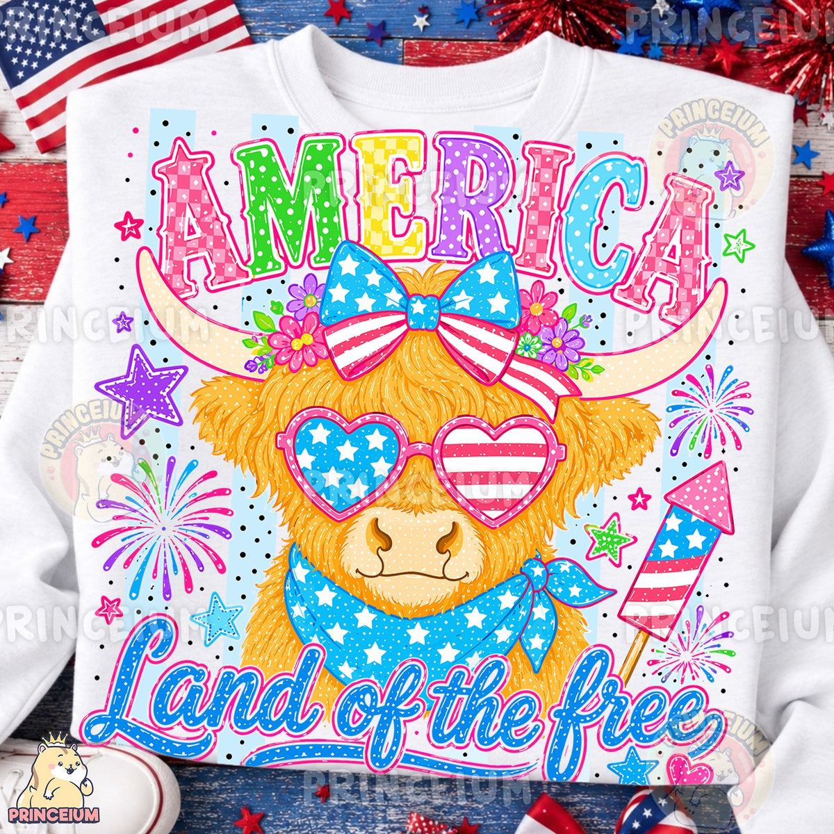 Patriotic Highland Cow