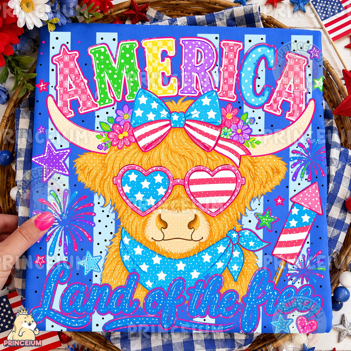 Patriotic Highland Cow