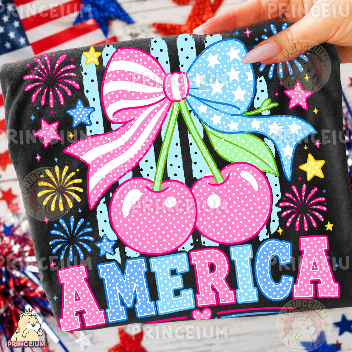 Patriotic Cherry Bow America