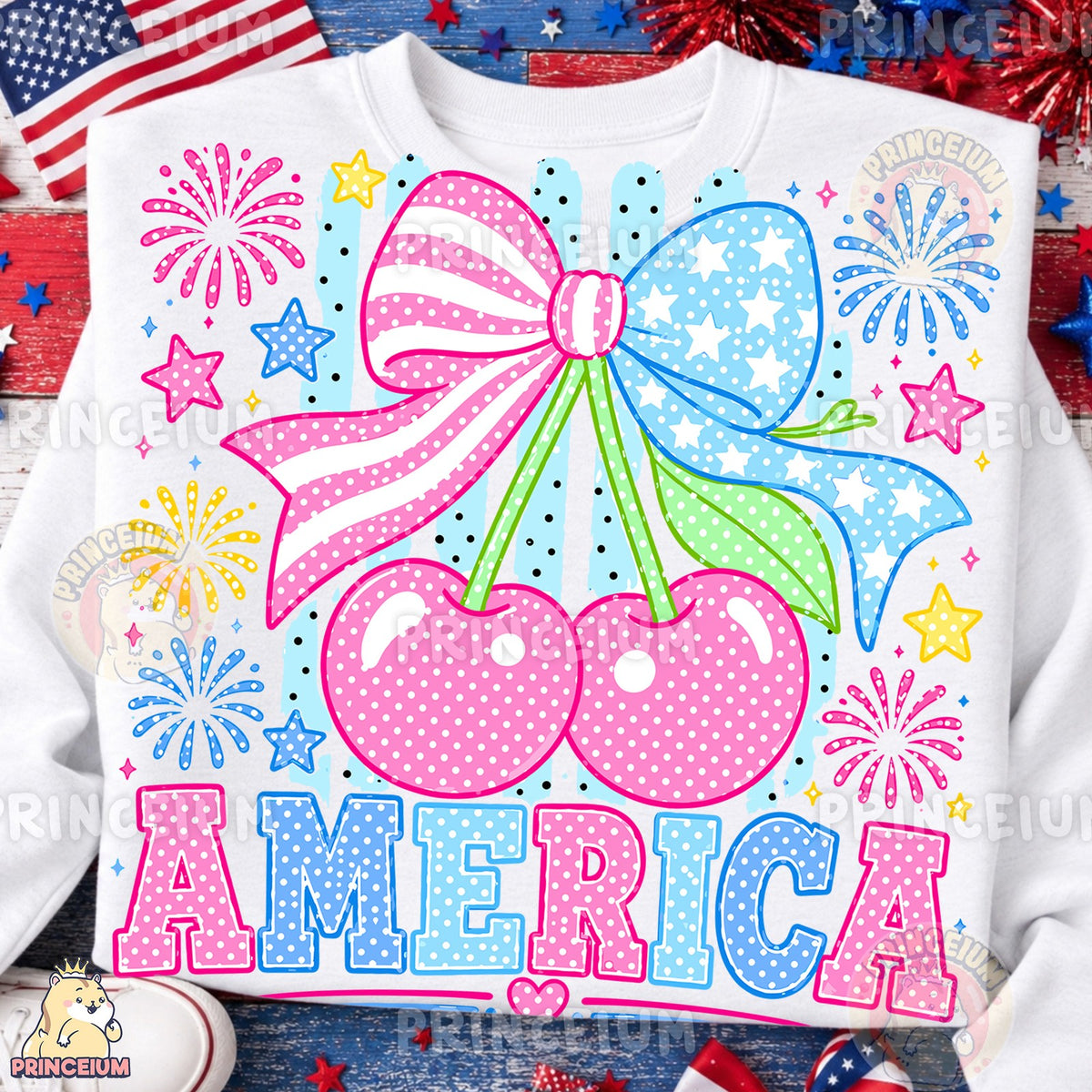 Patriotic Cherry Bow America