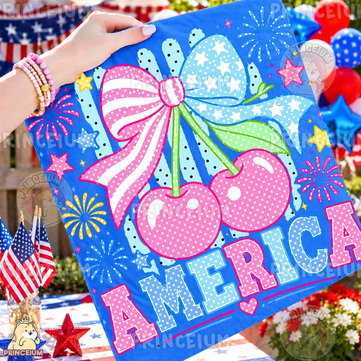 Patriotic Cherry Bow America