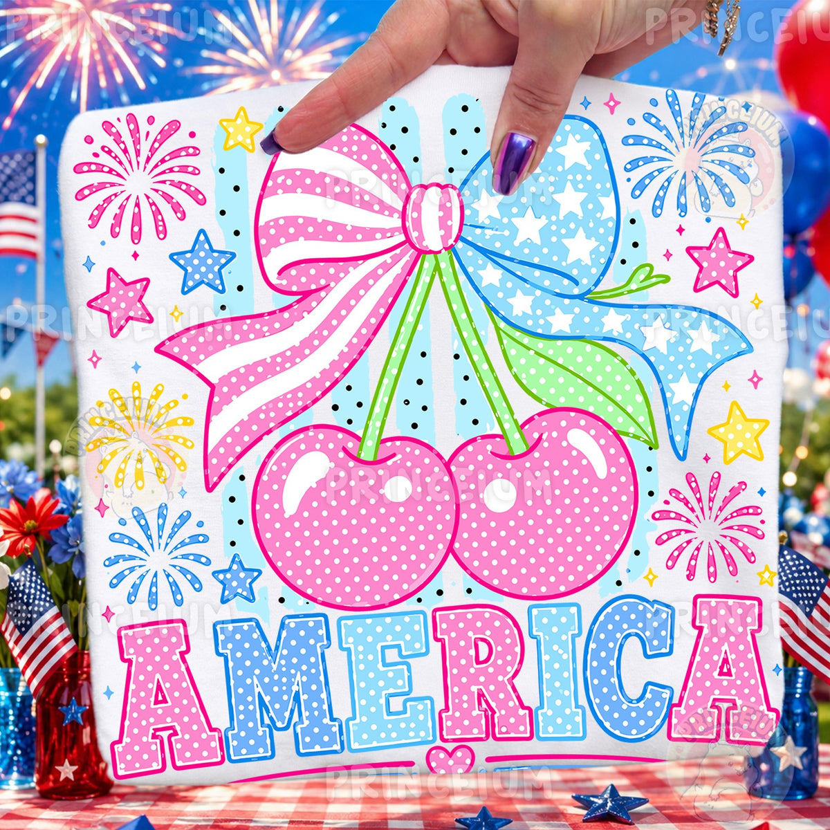 Patriotic Cherry Bow America