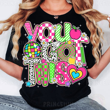 a woman wearing a t - shirt that says you got this