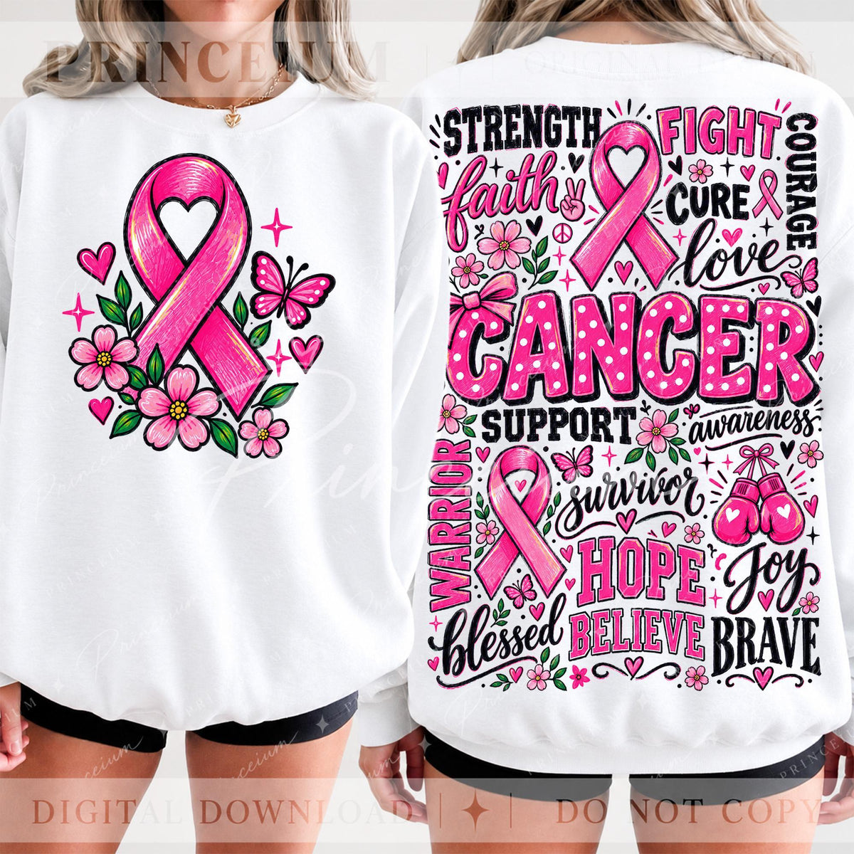 30+ Breast Cancer Awareness PNG Mega Bundle Pink Ribbon Ghost Bow & Football Designs