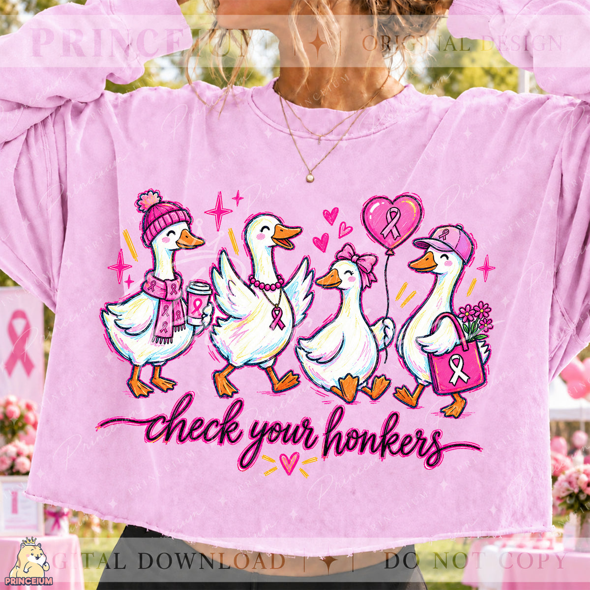 Check Your Honkers PNG Cute Goose Breast Cancer Awareness Design