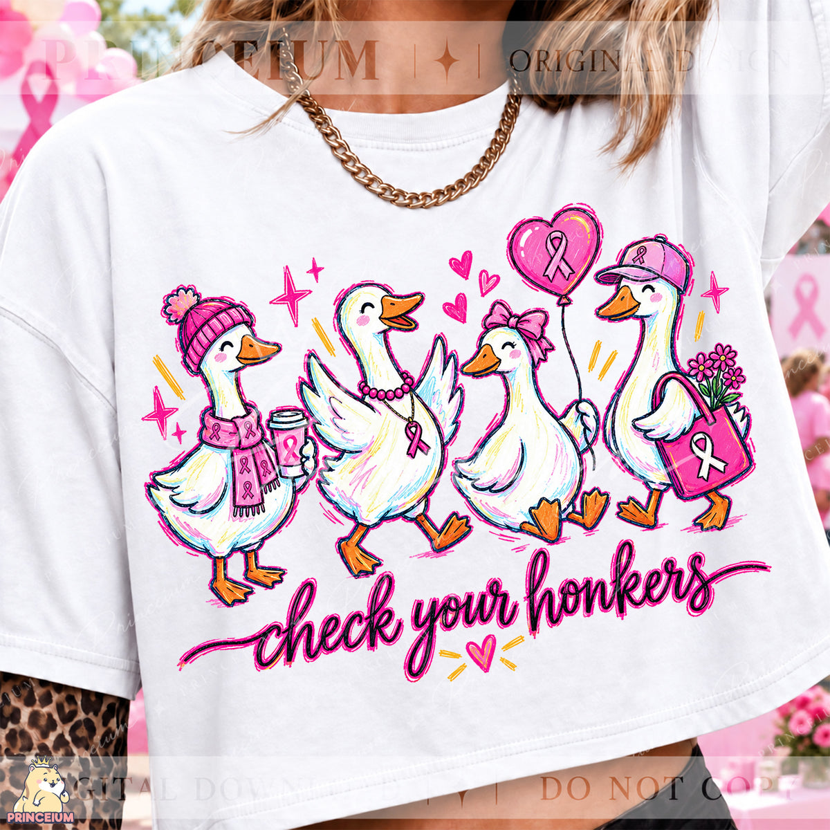 Check Your Honkers PNG Cute Goose Breast Cancer Awareness Design