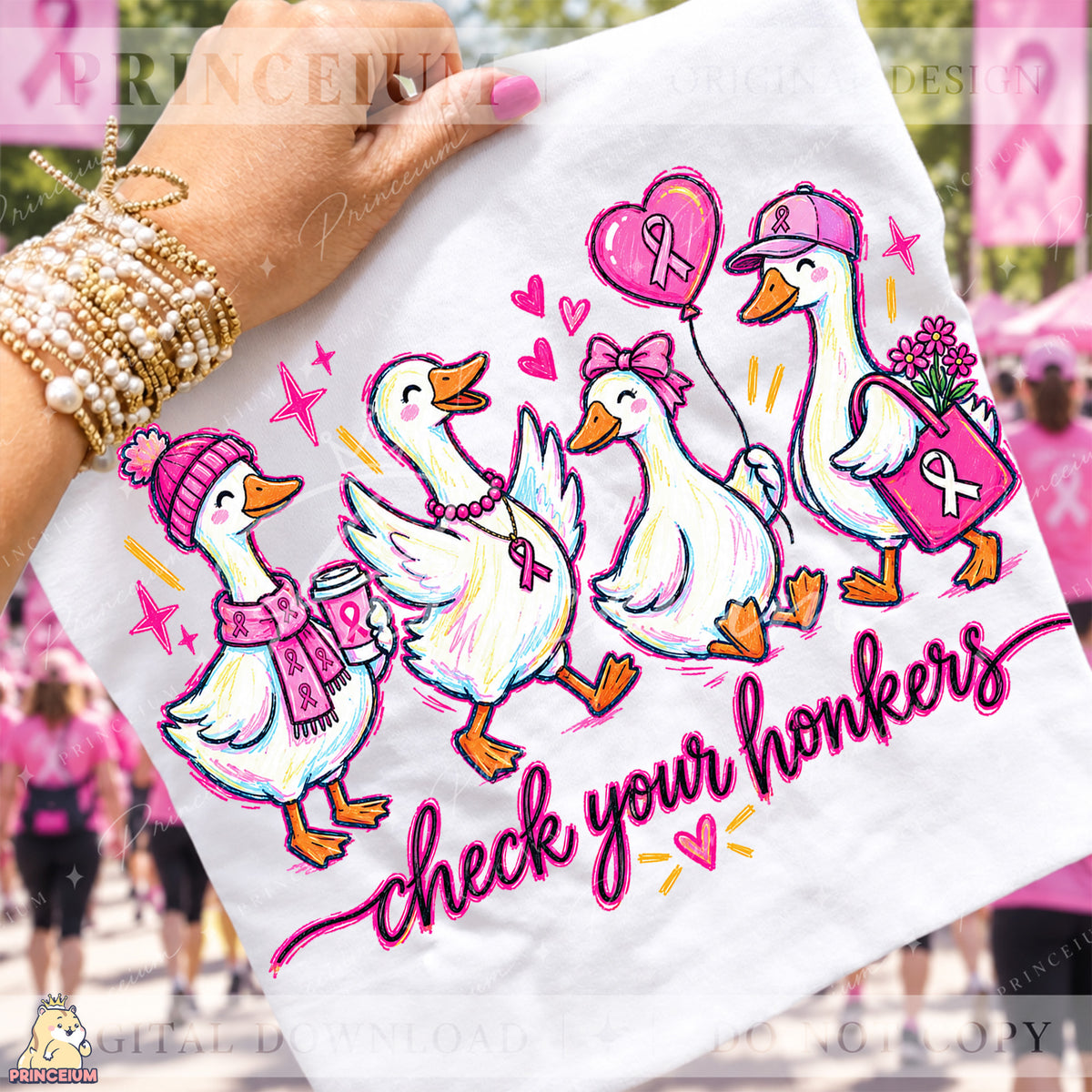 Check Your Honkers PNG Cute Goose Breast Cancer Awareness Design