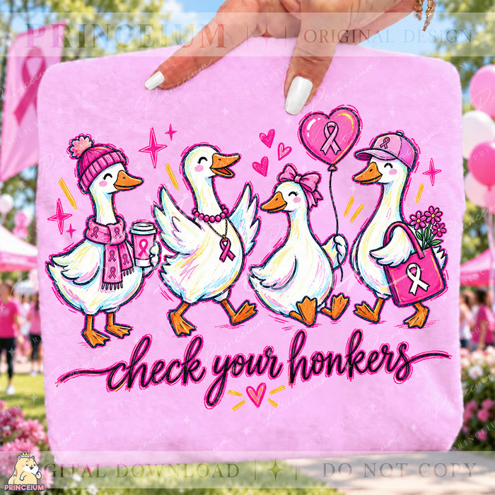 Check Your Honkers PNG Cute Goose Breast Cancer Awareness Design