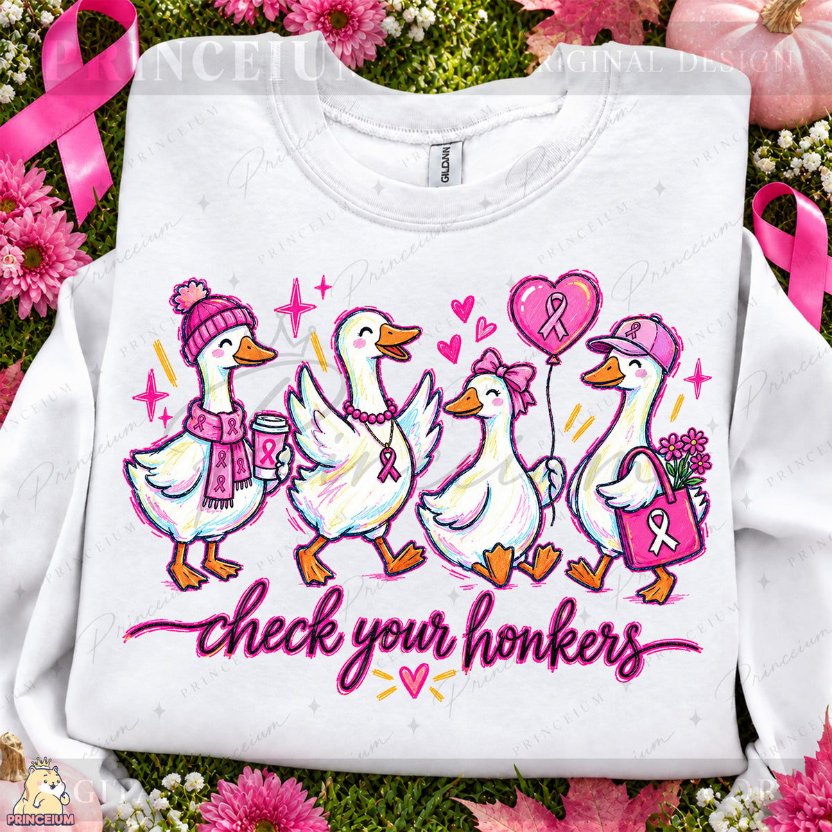Check Your Honkers PNG Cute Goose Breast Cancer Awareness Design